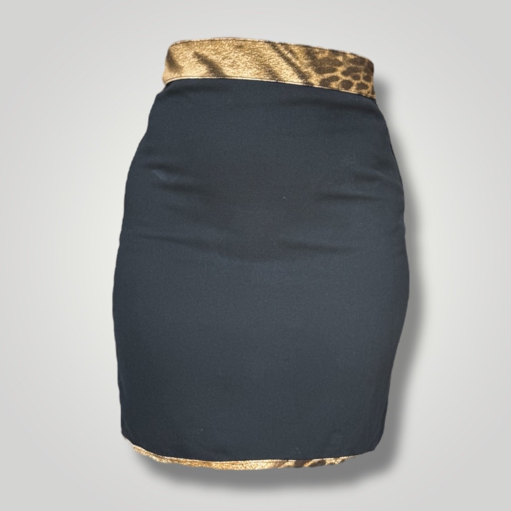 Roberto Cavalli Black Leopard Mini Skirt